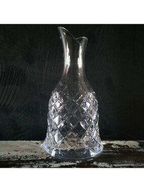 Wedgwood Crystal Carafe With Diamond Pattern & Scalloped Spout Vintage Barware